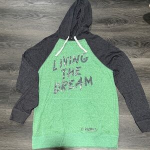 Green and Gray Hoodie with Graphic Text